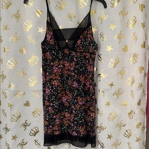 Victoria's Secret Black and Pink Floral Slip